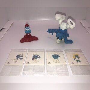 Smurfs Toys and Vintage Temporary Tattoos Lot